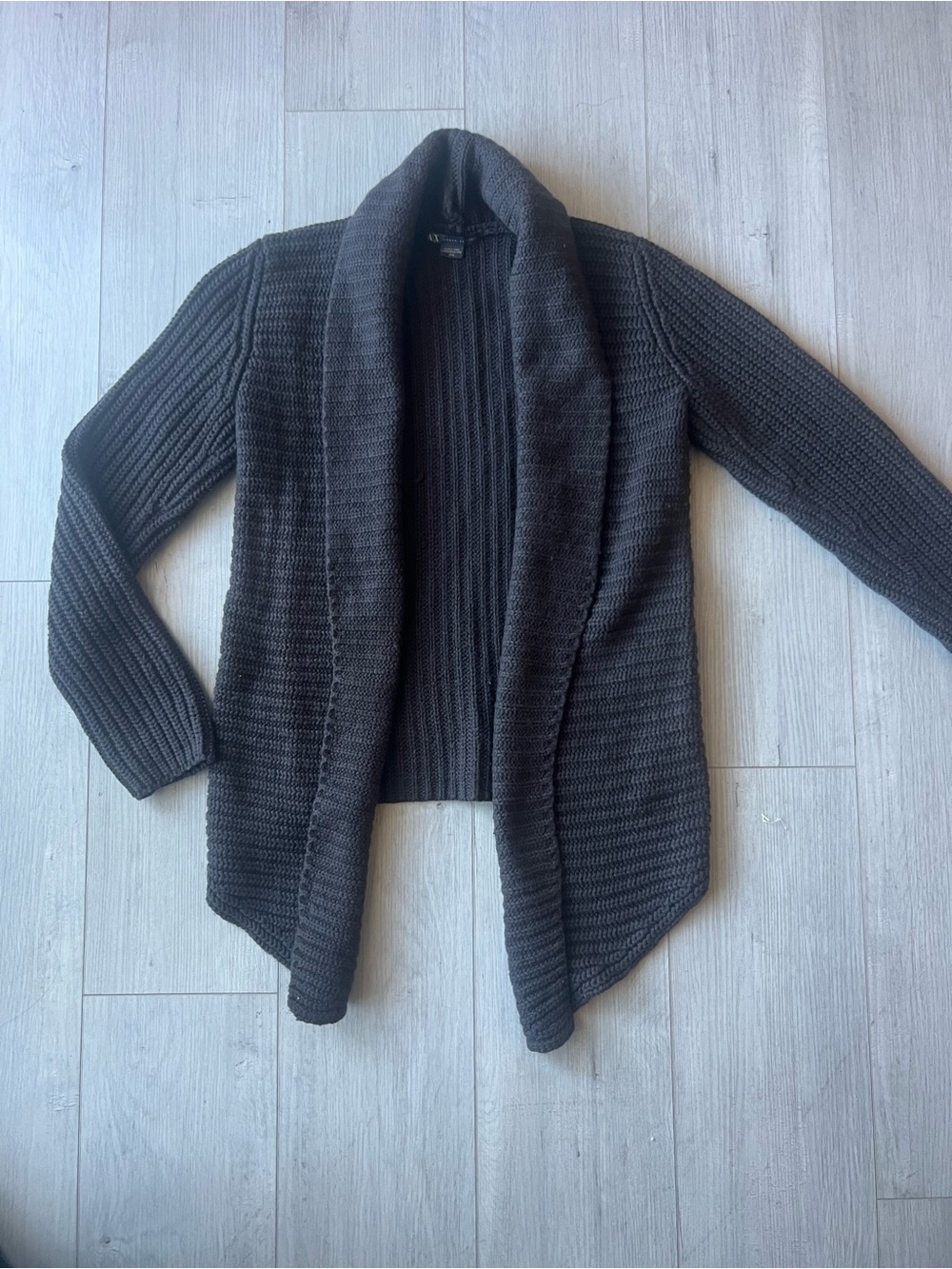Armani Exchange Black Open-Front Ribbed Cardigan